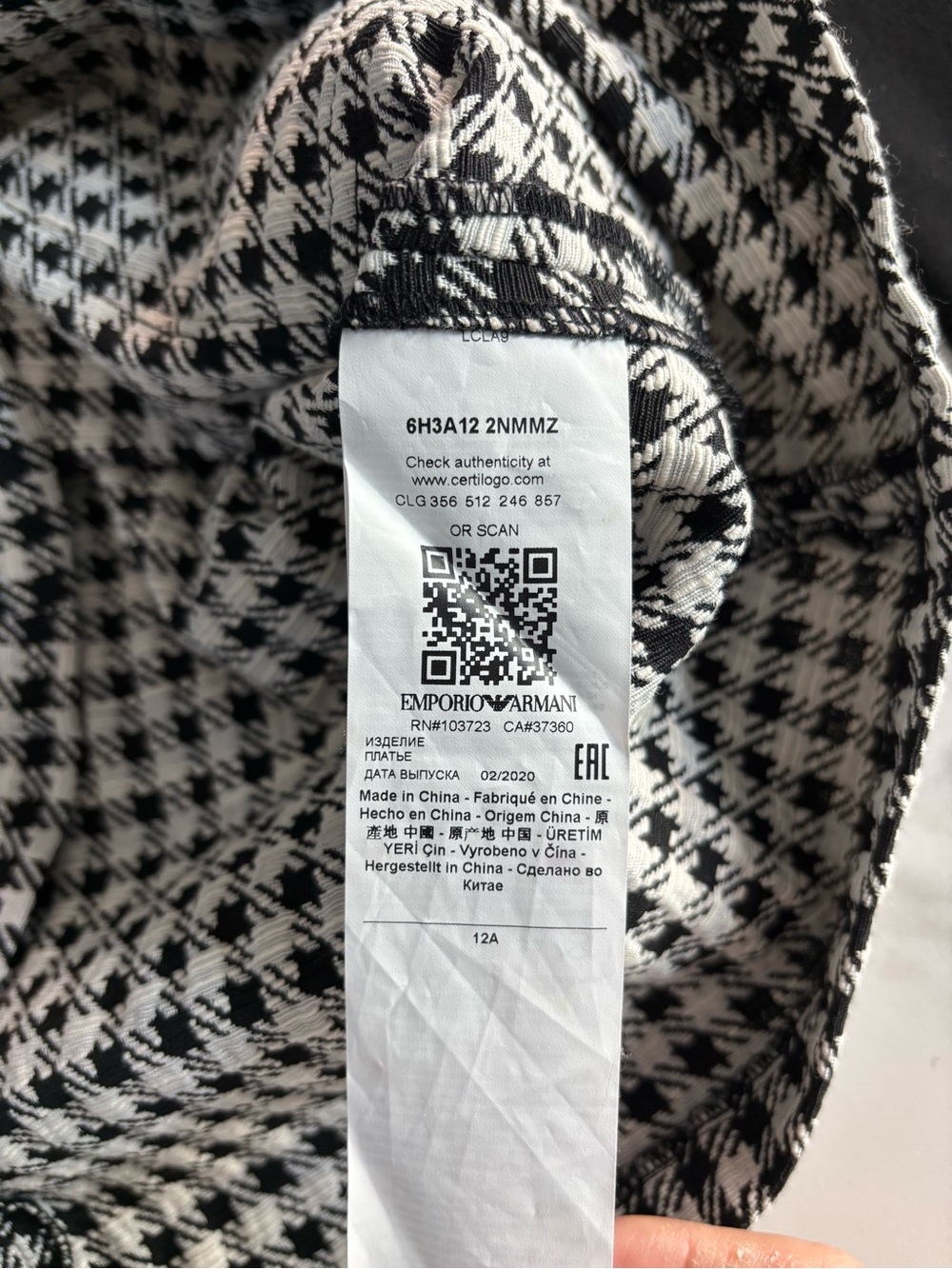 Emporio Armani Black Houndstooth Dress Sz 12 y.o. - Picture 12 of 13